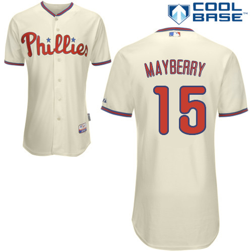 John Mayberry #15 Youth Baseball Jersey-Philadelphia Phillies Authentic Alternate White Cool Base Home MLB Jersey